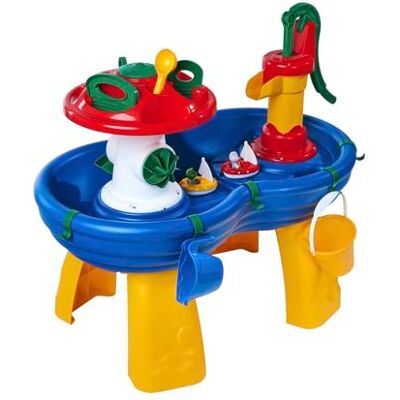 AquaPlay Watertafel Grote waterset voor buiten (100 x 58 x 90 cm) voor kinderen vanaf 3 jaar, waterspeelgoed met handpomp, slangaansluiting, sproeifunctie en accessoires AquaPlay Watertafel Grote waterset voor buiten (100 x 58 x 90 cm) voor kinderen vanaf 3 jaar, waterspeelgoed met handpomp, slangaansluiting, sproeifunctie en accessoires