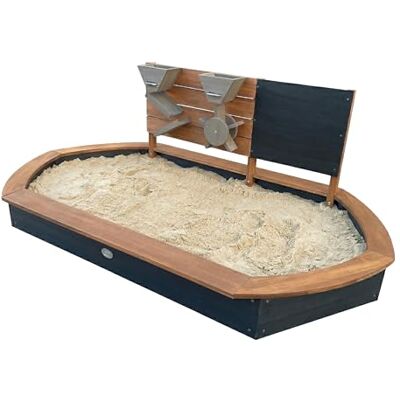 AXI Joey Zandbak ovaal van hout, bruin/antraciet, met speelmuur en krijtbord, inclusief grondzeil en beschermhoes, 158 x 91 x 57 cm AXI Joey Zandbak ovaal van hout, bruin/antraciet, met speelmuur en krijtbord, inclusief grondzeil en beschermhoes, 158 x 91 x 57 cm