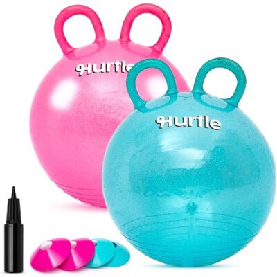 Hurtle 2 springballonnen met glitter, 3-6 jaar, roze en turquoise, pompkegel Hurtle 2 springballonnen met glitter, 3-6 jaar, roze en turquoise, pompkegel