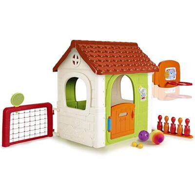 Feber 6-in-1 multifunctioneel kinderhuis met bowling, rackets, balspellen, voetbal, basketbal, klittenbanddoel, imitatiespellen, vanaf 3 jaar, beroemd (FEH15000), actuele versie Feber 6-in-1 multifunctioneel kinderhuis met bowling, rackets, balspellen, voetbal, basketbal, klittenbanddoel, imitatiespellen, vanaf 3 jaar, beroemd (FEH15000), actuele versie
