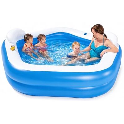 Bestway 54153 Familiezwembad Fun, Blauw/Wit, 213 X 206 X 69 cm Bestway 54153 Familiezwembad Fun, Blauw/Wit, 213 X 206 X 69 cm