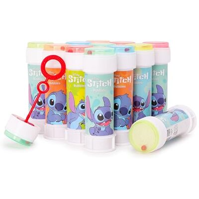 Toyland ® Set van 12 Stitch bubbels met eetstokjes, oplossing van 60 ml en deksel voor fancy doolhof, zak- en feestspeelgoed Toyland ® Set van 12 Stitch bubbels met eetstokjes, oplossing van 60 ml en deksel voor fancy doolhof, zak- en feestspeelgoed