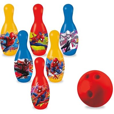 Mondo Toys Spiderman Bowlingset voor kinderen Inclusief 1 bal en 6 kegels in Spiderman-thema sportspeelgoed kinderspel 2 3 4 jaar 28075 Mondo Toys Spiderman Bowlingset voor kinderen Inclusief 1 bal en 6 kegels in Spiderman-thema sportspeelgoed kinderspel 2 3 4 jaar 28075