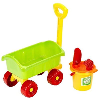 Klein Theo 7619 goes biologische transportwagen met emmer bolderkar van bioplastic met emmer, hark, schep en zeef speelgoed voor kinderen vanaf 1 jaar 68 x 21 x 23 cm Klein Theo 7619 goes biologische transportwagen met emmer bolderkar van bioplastic met emmer, hark, schep en zeef speelgoed voor kinderen vanaf 1 jaar 68 x 21 x 23 cm