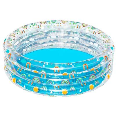 Bestway Rainbow Opblaasbaar speelzwembad voor kinderen, rechthoekig, meerkleurig, 445 l, 6+ Bestway Rainbow Opblaasbaar speelzwembad voor kinderen, rechthoekig, meerkleurig, 445 l, 6+