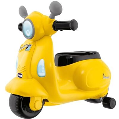 Chicco Vespa Motorfiets voor kinderen, rijspeelgoed met elektronisch paneel, lichten en geluiden, afneembare steunwielen, max. 25 kg, spelletjes voor kinderen van 1 tot 3 jaar, geel Chicco Vespa Motorfiets voor kinderen, rijspeelgoed met elektronisch paneel, lichten en geluiden, afneembare steunwielen, max. 25 kg, spelletjes voor kinderen van 1 tot 3 jaar, geel