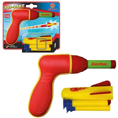 GÜNTHER FLUGSPIELE 1542 Pop Darts raketspel, ca. 12 x 15 cm, werpspel met 1 schuimraket en 2 zachte darts, raketspeelgoed voor kinderen vanaf 4 jaar, met lanceerpistool GÜNTHER FLUGSPIELE 1542 Pop Darts raketspel, ca. 12 x 15 cm, werpspel met 1 schuimraket en 2 zachte darts, raketspeelgoed voor kinderen vanaf 4 jaar, met lanceerpistool
