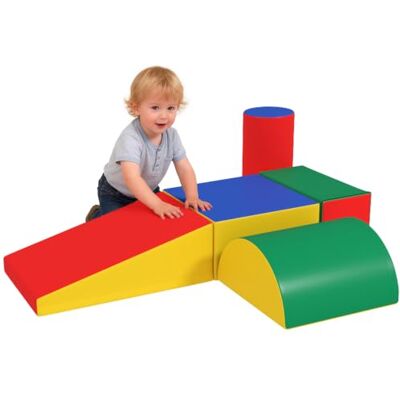 HOMCOM Motorcursus voor baby's, 5 stuks, van EPE-schuim, meerkleurig Overtrek van synthetische coating, bouwschuimblokken, educatief speelgoed voor kleuters HOMCOM Motorcursus voor baby's, 5 stuks, van EPE-schuim, meerkleurig Overtrek van synthetische coating, bouwschuimblokken, educatief speelgoed voor kleuters