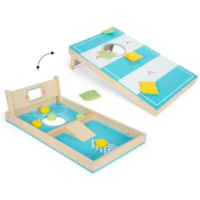 small foot Cornhole and Sling Puck Game "Active" hout, 2-in-1 Throwing Game, Familiespel voor Kinderen Leeftijd 5 en Up, 12481, Blauw, Wit small foot Cornhole and Sling Puck Game "Active" hout, 2-in-1 Throwing Game, Familiespel voor Kinderen Leeftijd 5 en Up, 12481, Blauw, Wit