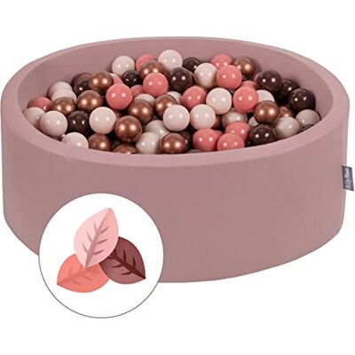 KiddyMoon Ballenbad, 90 x 30 cm met 200 ballen met een diameter van 7 cm, rond model, gemaakt in de EU, herfst: bruin/koper/pastelbeige/zalmroze KiddyMoon Ballenbad, 90 x 30 cm met 200 ballen met een diameter van 7 cm, rond model, gemaakt in de EU, herfst: bruin/koper/pastelbeige/zalmroze