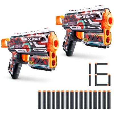 XSHOT X-Shot Skins Flux Reckoning Set van 2 (16 darts), schuimrubberen dartblaster, speelgoedpistool, schuimrubberen dartpijlen met luchtzaktechnologie XSHOT X-Shot Skins Flux Reckoning Set van 2 (16 darts), schuimrubberen dartblaster, speelgoedpistool, schuimrubberen dartpijlen met luchtzaktechnologie
