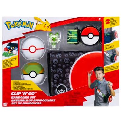 Pokémon PKW4625 Felori Clip 'N' Go Bandolier Set Felori Battle figuur, Premierball, Nestball, riem en schouderriem, officiële set Pokémon PKW4625 Felori Clip 'N' Go Bandolier Set Felori Battle figuur, Premierball, Nestball, riem en schouderriem, officiële set