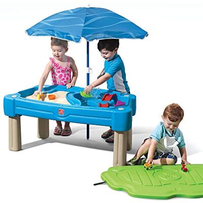 Step2 Cascading Cove Speeltafel zand en water voor kinderen, met parasol, waterspeeltafel voor de tuin Step2 Cascading Cove Speeltafel zand en water voor kinderen, met parasol, waterspeeltafel voor de tuin