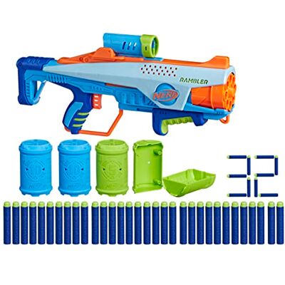 Nerf Elite Junior, beginnerspakket, eenvoudig te bedienen blaster, 32 Elite darts, 4 doelen Nerf Elite Junior, beginnerspakket, eenvoudig te bedienen blaster, 32 Elite darts, 4 doelen