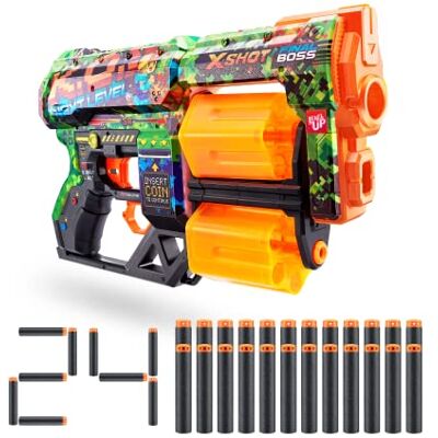 XSHOT Skins Dread K.O (24 darts) van ZURU, Easy Reload, Air Pocket Technology, Toy Foam Dart Blaster voor kinderen, tieners, volwassenen, frustratievrije verpakking XSHOT Skins Dread K.O (24 darts) van ZURU, Easy Reload, Air Pocket Technology, Toy Foam Dart Blaster voor kinderen, tieners, volwassenen, frustratievrije verpakking