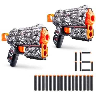 XSHOT Skins Flux Illustrate (2 stuks + 16 darts) van ZURU, Easy Reload, Air Pocket Dart Technology, Toy Foam Dart Blaster voor kinderen, tieners, volwassenen, frustratievrije verpakking XSHOT Skins Flux Illustrate (2 stuks + 16 darts) van ZURU, Easy Reload, Air Pocket Dart Technology, Toy Foam Dart Blaster voor kinderen, tieners, volwassenen, frustratievrije verpakking