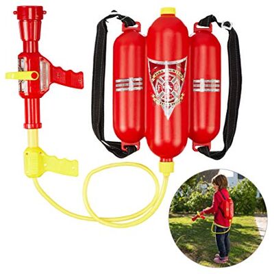Relaxdays Brandweerwaterspuit, 2,5 l tank, 5 m bereik, 2 straalfuncties, rugzak voor kinderen, rood-geel, 10027680 Relaxdays Brandweerwaterspuit, 2,5 l tank, 5 m bereik, 2 straalfuncties, rugzak voor kinderen, rood-geel, 10027680