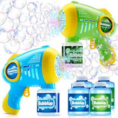 JOYIN 2 stuks bellenblaaspistool voor kinderen met 4 flessen oplossing, automatische bellenblaasmachine met 8 openingen voor kinderen, volwassenen, zomerspeelgoed, paasmandvulling, groen JOYIN 2 stuks bellenblaaspistool voor kinderen met 4 flessen oplossing, automatische bellenblaasmachine met 8 openingen voor kinderen, volwassenen, zomerspeelgoed, paasmandvulling, groen