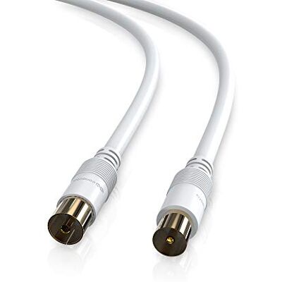 conecto HQ DVB-C antennekabel, DVB-T/T2-4K UHD 1080p Full HD HDTV 3D mannelijke / vrouwelijke tv-coaxkabel, dubbel afgeschermd, vergulde stekkers, wit, 1,5 m conecto HQ DVB-C antennekabel, DVB-T/T2-4K UHD 1080p Full HD HDTV 3D mannelijke / vrouwelijke tv-coaxkabel, dubbel afgeschermd, vergulde stekkers, wit, 1,5 m