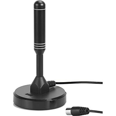 August Krachtige TNT HD tv-antenne, DTA240, digitaal en digitaal UHD Frankrijk, magnetisch, klein, draagbaar, discreet, UHF VHF woonkamer, caravan camper, 2 m kabel, zwart August Krachtige TNT HD tv-antenne, DTA240, digitaal en digitaal UHD Frankrijk, magnetisch, klein, draagbaar, discreet, UHF VHF woonkamer, caravan camper, 2 m kabel, zwart