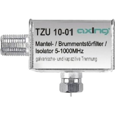Axing TZU 10-01 aarddisoleerder met galvanische massagefilter voor FM-radio en TDT (5-1000 MHz) F-aansluiting Axing TZU 10-01 aarddisoleerder met galvanische massagefilter voor FM-radio en TDT (5-1000 MHz) F-aansluiting