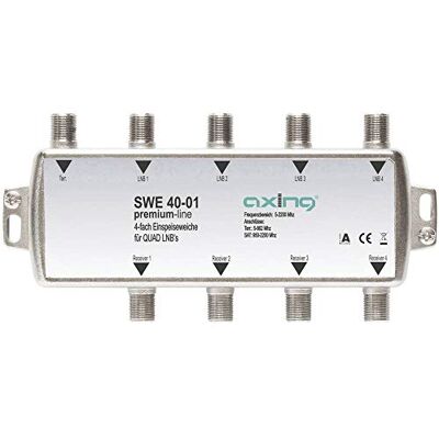 Axing SWE 40-01 satelliet- en terrestrische antenne-koppeling/TNT voor Quad LNB, 4 uitgangen Axing SWE 40-01 satelliet- en terrestrische antenne-koppeling/TNT voor Quad LNB, 4 uitgangen