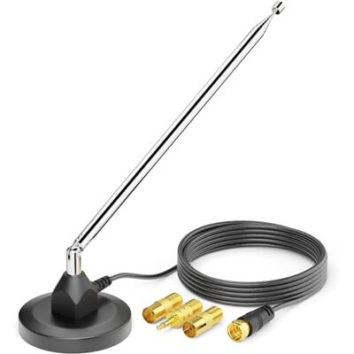 deleyCON DAB+ FM-radioantenne voor stereo-installatie met adapter digitale antenne met magnetische basis, 3,0 m kabel voor 75 ohm voor DAB/FM-tuner, stereoversterker, AV-ontvanger, hifi-ontvanger deleyCON DAB+ FM-radioantenne voor stereo-installatie met adapter digitale antenne met magnetische basis, 3,0 m kabel voor 75 ohm voor DAB/FM-tuner, stereoversterker, AV-ontvanger, hifi-ontvanger