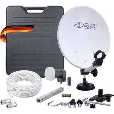 SCHWAIGER 9857 Complete set voor digitale camping satelliet installatie met stalen antenne 35 x 38 cm en montagetoebehoren LNB 10 m SCHWAIGER 9857 Complete set voor digitale camping satelliet installatie met stalen antenne 35 x 38 cm en montagetoebehoren LNB 10 m