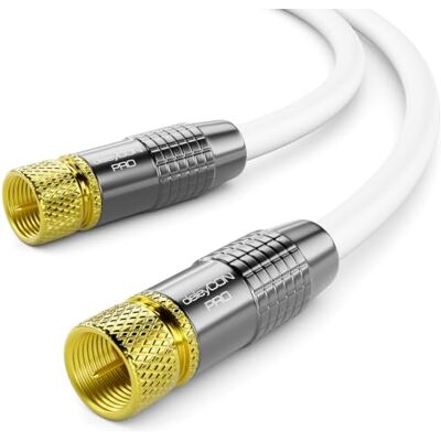 deleyCON 10m SAT-Antennekabel HD-Satellietkabel Coax-Kabel voor DVB-S/S2 4K Ultra-HD 1080p Full-HD HDTV 2x F-Stekker Metalen Stekker Wit deleyCON 10m SAT-Antennekabel HD-Satellietkabel Coax-Kabel voor DVB-S/S2 4K Ultra-HD 1080p Full-HD HDTV 2x F-Stekker Metalen Stekker Wit