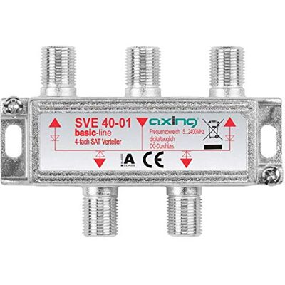 Axing SVE 40-01 4-weg satellietsplitter 5-2400 MHz inclusief terrestrische, met DC-doorgang Axing SVE 40-01 4-weg satellietsplitter 5-2400 MHz inclusief terrestrische, met DC-doorgang