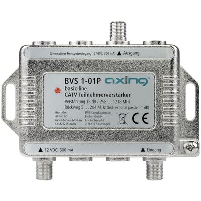 Axing BVS 1-01P CATV versterker 15 dB Kabel-tv-versterker 5-1218 MHz Axing BVS 1-01P CATV versterker 15 dB Kabel-tv-versterker 5-1218 MHz