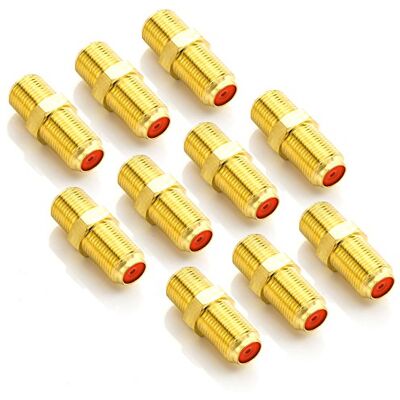deleyCON 10 Stuks SAT Adapter Connector Coaxiale Kabel Verlenging 2x F Vrouwelijke Brede Gouden Moer voor Sat Kabel BK Installaties deleyCON 10 Stuks SAT Adapter Connector Coaxiale Kabel Verlenging 2x F Vrouwelijke Brede Gouden Moer voor Sat Kabel BK Installaties