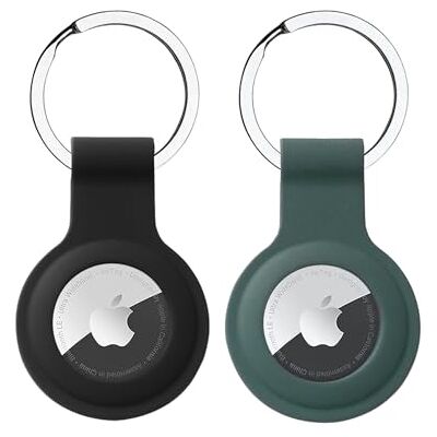 Singgreat Set van 2 hangers voor Apple AirTag, krasbestendige siliconen beschermhoes met sleutelring Singgreat Set van 2 hangers voor Apple AirTag, krasbestendige siliconen beschermhoes met sleutelring