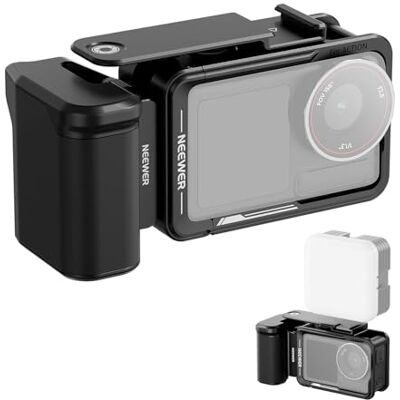 NEEWER Accessoireset voor kooi en zijgreep, compatibel met DJI Osmo Action 5 Pro/4/3 camera, metalen beschermende videohouder, magnetische adapter, sluiterverlengstang NEEWER Accessoireset voor kooi en zijgreep, compatibel met DJI Osmo Action 5 Pro/4/3 camera, metalen beschermende videohouder, magnetische adapter, sluiterverlengstang