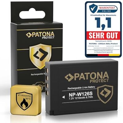 PATONA Protect V1 batterij NP-W126s NP-W126 (1140 mAh) met NTC-sensor en V1-behuizing, zonder gebruiksbeperking PATONA Protect V1 batterij NP-W126s NP-W126 (1140 mAh) met NTC-sensor en V1-behuizing, zonder gebruiksbeperking