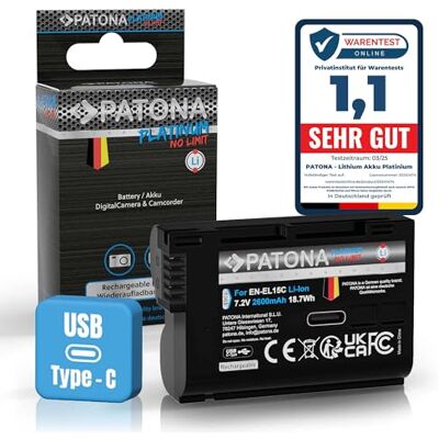 PATONA USB-C Protect Batterij voor Nikon EN-EL15c EN EL15b EL15 2600mAh PATONA USB-C Protect Batterij voor Nikon EN-EL15c EN EL15b EL15 2600mAh