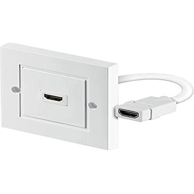 PremiumCord HDMI-wandcontactdoos, HDMI vrouwelijk naar HDMI-aansluiting, kabellengte 17 cm, vergulde stekkers, wit PremiumCord HDMI-wandcontactdoos, HDMI vrouwelijk naar HDMI-aansluiting, kabellengte 17 cm, vergulde stekkers, wit