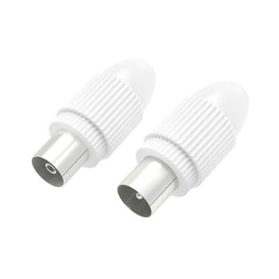 Hama Stopcontacten tv-antenne 10 jaar garantie (2 antennestekkers voor coaxiale tv, mannelijke coaxiale stekker + coaxiale stekker, diameter 5-7 mm, 2 stuks) wit Hama Stopcontacten tv-antenne 10 jaar garantie (2 antennestekkers voor coaxiale tv, mannelijke coaxiale stekker + coaxiale stekker, diameter 5-7 mm, 2 stuks) wit