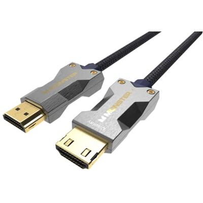 Monster Cable 15m M3000 HDMI-kabel, 8K HDMI-kabel, AOC Premium 2.1 gecertificeerd, 48 Gbit/s Ultra High Speed HDMI-kabel, 8K @ 60Hz, 4K @ 120Hz, HDR, eArc, gouden connectoren, tv-kabel, compatibel met Monster Cable 15m M3000 HDMI-kabel, 8K HDMI-kabel, AOC Premium 2.1 gecertificeerd, 48 Gbit/s Ultra High Speed HDMI-kabel, 8K @ 60Hz, 4K @ 120Hz, HDR, eArc, gouden connectoren, tv-kabel, compatibel met