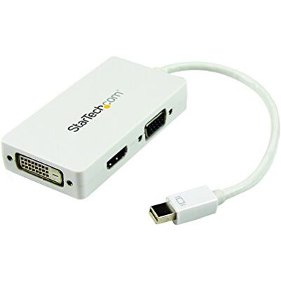 StarTech 3-in-1 Mini DisplayPort Adapter Dongle/Hub/Splitter Displayadapter Multiport Audio-Video: Converter 3 in 1 Mini DisplayPort naar VGA, DVI of HDMI wit (MDP2VGDVHDW) StarTech 3-in-1 Mini DisplayPort Adapter Dongle/Hub/Splitter Displayadapter Multiport Audio-Video: Converter 3 in 1 Mini DisplayPort naar VGA, DVI of HDMI wit (MDP2VGDVHDW)