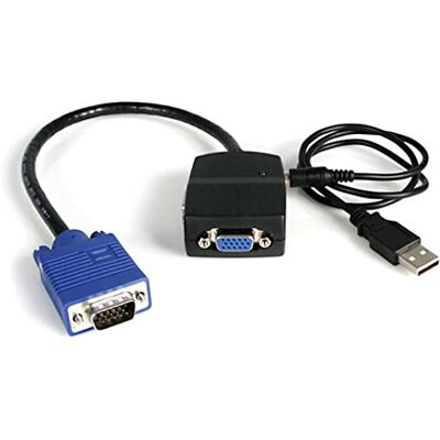 StarTech .com VGA-splitterkabel/splitter, stroomvoorziening via USB, VGA-adapter, 1 x (M) naar 2 x (F), zwart StarTech .com VGA-splitterkabel/splitter, stroomvoorziening via USB, VGA-adapter, 1 x (M) naar 2 x (F), zwart