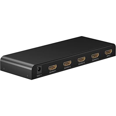 goobay 58482 HDMI splitter 1-in-4 uitgangen / 4K bij 30Hz (2160p) / HDMI 1.4-schakelaar voor vier schermen met 60Hz tot 1080p, zwart goobay 58482 HDMI splitter 1-in-4 uitgangen / 4K bij 30Hz (2160p) / HDMI 1.4-schakelaar voor vier schermen met 60Hz tot 1080p, zwart