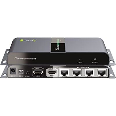 Techly IDATA EX-HL41TY Con su Cavo Cat 6 Fino a 40m HDMI 1x4 verlengkabel met IR naar RJ45 zwart Techly IDATA EX-HL41TY Con su Cavo Cat 6 Fino a 40m HDMI 1x4 verlengkabel met IR naar RJ45 zwart