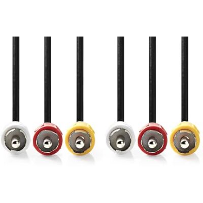 NEDIS Composiet videokabel 3 x cinch-stekker 3x RCA-stekker vernikkeld 480p 2m rond pvc zwart label NEDIS Composiet videokabel 3 x cinch-stekker 3x RCA-stekker vernikkeld 480p 2m rond pvc zwart label