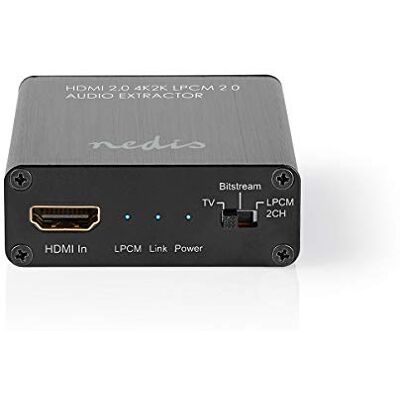 NEDIS VEXT3470AT HDMI audio-extractor, digitaal en stereo, 1x HDMI-ingang, Toslink, zwart, 1x HDMI-uitgang, Toslink NEDIS VEXT3470AT HDMI audio-extractor, digitaal en stereo, 1x HDMI-ingang, Toslink, zwart, 1x HDMI-uitgang, Toslink
