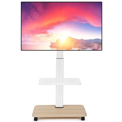 Maiproo Mobiele tv-beugel op wielen voor 32 tot 70 inch platte / gebogen led/LCD/OLED in hoogte verstelbaar draagbare tv-standaard op wielen tot 45,4 kg vloertv-standaard met plank voor Maiproo Mobiele tv-beugel op wielen voor 32 tot 70 inch platte / gebogen led/LCD/OLED in hoogte verstelbaar draagbare tv-standaard op wielen tot 45,4 kg vloertv-standaard met plank voor
