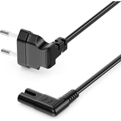 deleyCON 3,0 m netsnoer met platte eurostekker hoekig, eurostekker 90 graden gebogen naar C7-bus 90° gehoekt, eurokabel voor kleine apparaten, zwart deleyCON 3,0 m netsnoer met platte eurostekker hoekig, eurostekker 90 graden gebogen naar C7-bus 90° gehoekt, eurokabel voor kleine apparaten, zwart