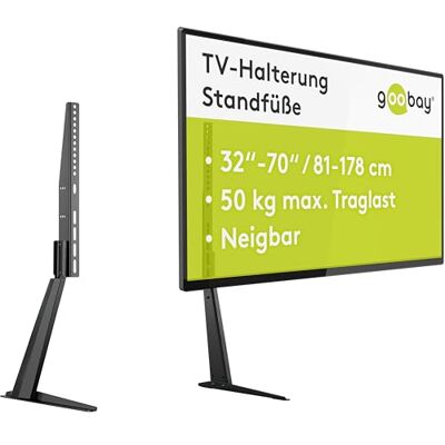 goobay 58525 tv-standaard voor tv en monitoren tussen 32 inch en 70 inch (81 tot 180 cm), kantelbaar, in hoogte verstelbaar, plat en gebogen tot 50 kg, zwart, 81-70 inch goobay 58525 tv-standaard voor tv en monitoren tussen 32 inch en 70 inch (81 tot 180 cm), kantelbaar, in hoogte verstelbaar, plat en gebogen tot 50 kg, zwart, 81-70 inch