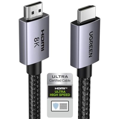 UGREEN HDMI 2.1-kabel, 8 K, 60 Hz, 48 Gbit/s, High Speed (1 m) HDMI-kabel 4K 240Hz aluminium DynamicHDR Dolby Atmos HDCP nylon gevlochten compatibel met PS5 4 Xbox MacBook Pro Blu Ray HDTV UGREEN HDMI 2.1-kabel, 8 K, 60 Hz, 48 Gbit/s, High Speed (1 m) HDMI-kabel 4K 240Hz aluminium DynamicHDR Dolby Atmos HDCP nylon gevlochten compatibel met PS5 4 Xbox MacBook Pro Blu Ray HDTV