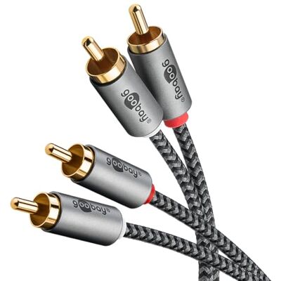 goobay 2 m stereo cinch-kabel / 2 x cinch-stekker naar 2x cinch-stekker / cinch-kabel voor Blu Ray Stereo HiFi versterker / vergulde textiel-audiokabel goobay 2 m stereo cinch-kabel / 2 x cinch-stekker naar 2x cinch-stekker / cinch-kabel voor Blu Ray Stereo HiFi versterker / vergulde textiel-audiokabel